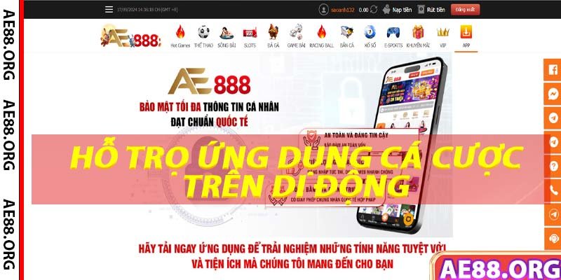 Nhà cái AE888 hỗ trợ ứng dụng cá cược trên thiết bị di động