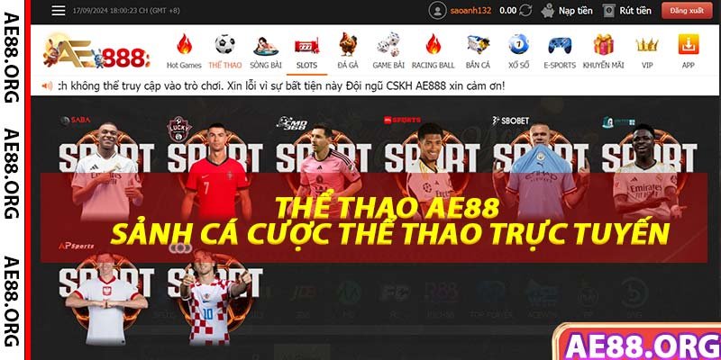 Thể Thao AE88 -  Sảnh Cá Cược Thể Thao Trực Tuyến Cực Hấp Dẫn